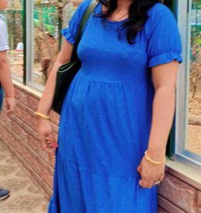 Blue Tiered Midi Dress