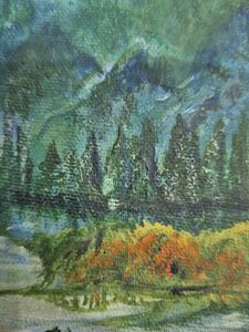 Vintage Mountain Landscape Painting
