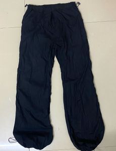 Black Drawstring Parachute Pants