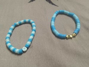 Blue Clay Bead Bracelet Set