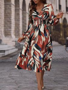 Pintrest Abstract Print Long Sleeve Dress