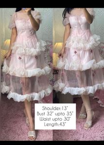 Vintage Pink Ruffled Party Dress❤️🌸