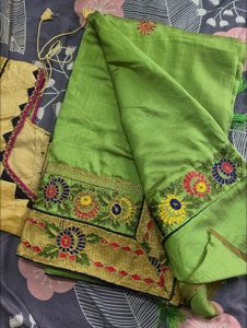 elegant embroidery saree with blouse