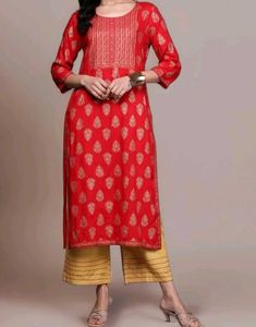 Printed Red Kurta