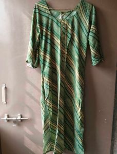 Striped Green Cotton Kurti