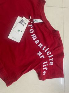 Red &#39;Romanticize Ur Life&#39; Crop Top