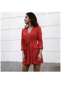 Zara Red Wrap Blazer Dress