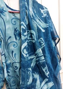 Modern Printed Blue Full Suit Set