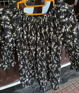 Floral Pleated Off-Shoulder Stylish Top