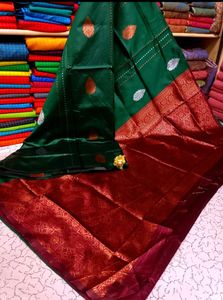 Dark Green Soft Silk Saree...