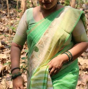 Green saree(cotton)