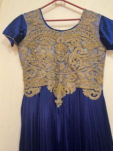 Arbia Ethnic Gown With Golden Work And Frills