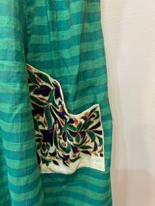 Elegant Green Shrug with Embroidered Pockets