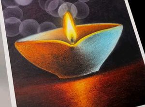Oil Pastel Diwali Spacial Drawing