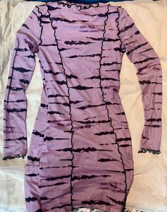 Purple Tie-Dye Bodycon Mesh Dress