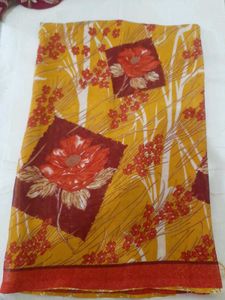 76)new Orange Red Multi Saree