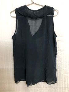 Blue Sleeveless Shirt Top