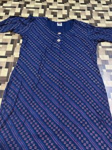 Blue Patterned Button-Down Top