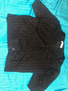Black Ribbed Cardigan