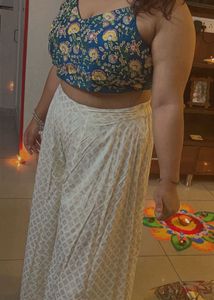 Embroidered Crop Top &amp; Palazzo Set
