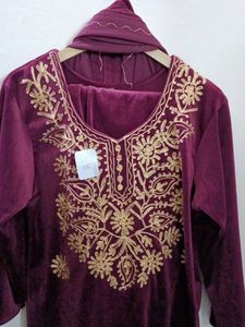 Wedding Winter Kurti Pant Dupatta Set