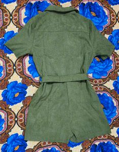 Brand New Shein Olive Corduroy Textured Jumpsuit