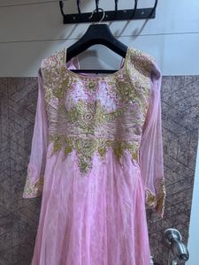 Pink & Gold Embroidered Anarkali