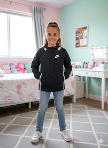 Nike Black Hooded Windbreaker Jacket – Size 8/10