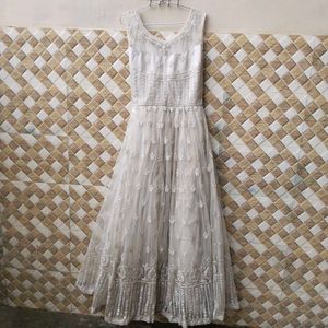 Elegant White Embroidered Gown