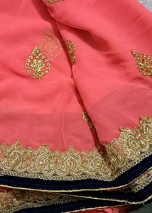Gorgeous Coral &amp; Gold Sari