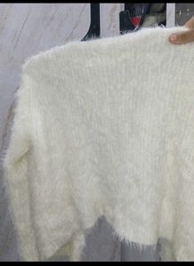 Fluffy White Cardigan (32-36inch)
