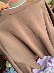 H&amp;M Brown Graphic Cropped Sweatshirt