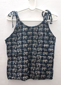 Elephant Ethnic Print Tie Top