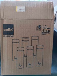 Cello H2O Water Glass Fridge Bottle 6 Set
