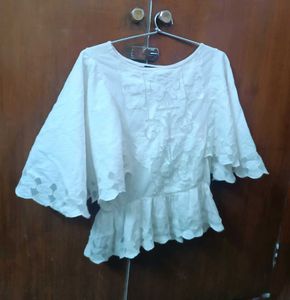 Off White Peplum Top