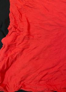 Red Ribbed T-Shirt with Accents