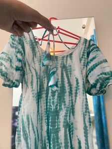 NEW KURTI - LAVENDERLABEL- NeverUsed- Tie &amp; Dye Georgette Green kurti With Ballon Sleeves