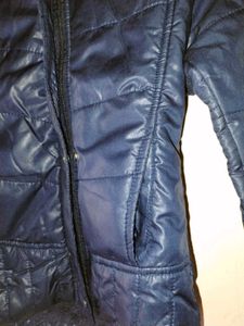 Blue Hooded Puffer Coat