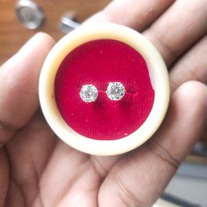 22C Pure Gold Round Dimond Stud Earrings