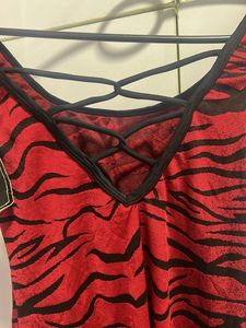 Red Tiger Print Swim Dress/top