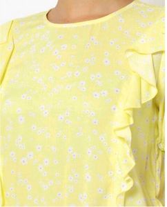 Floral Print Top With Ruffled Trims
