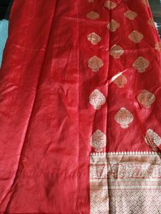 Red With Gold Zari Printed Saree (Women)