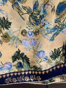 sea green with blue shade flower print saree wit