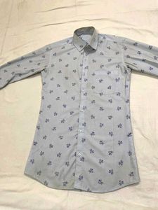 Mens Light Blue Printed Shirt