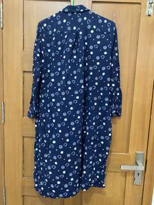 Navy Polka Dot Long Sleeve Dress