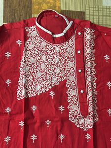 Red Embroidered Kurta