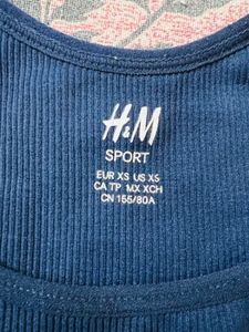 H&amp;M Blue Ribbed Cropped Tank