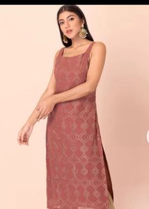 Indya Embellished Strappy Straight Kurta