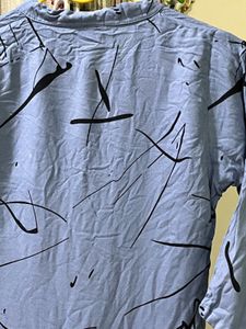 Light Blue Abstract Printed Kurta Top- Full Sleeve