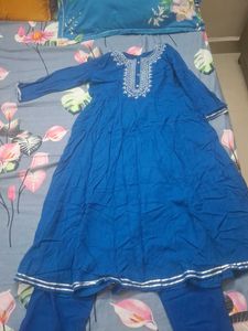 Blue Embroidered Kurta with Pants